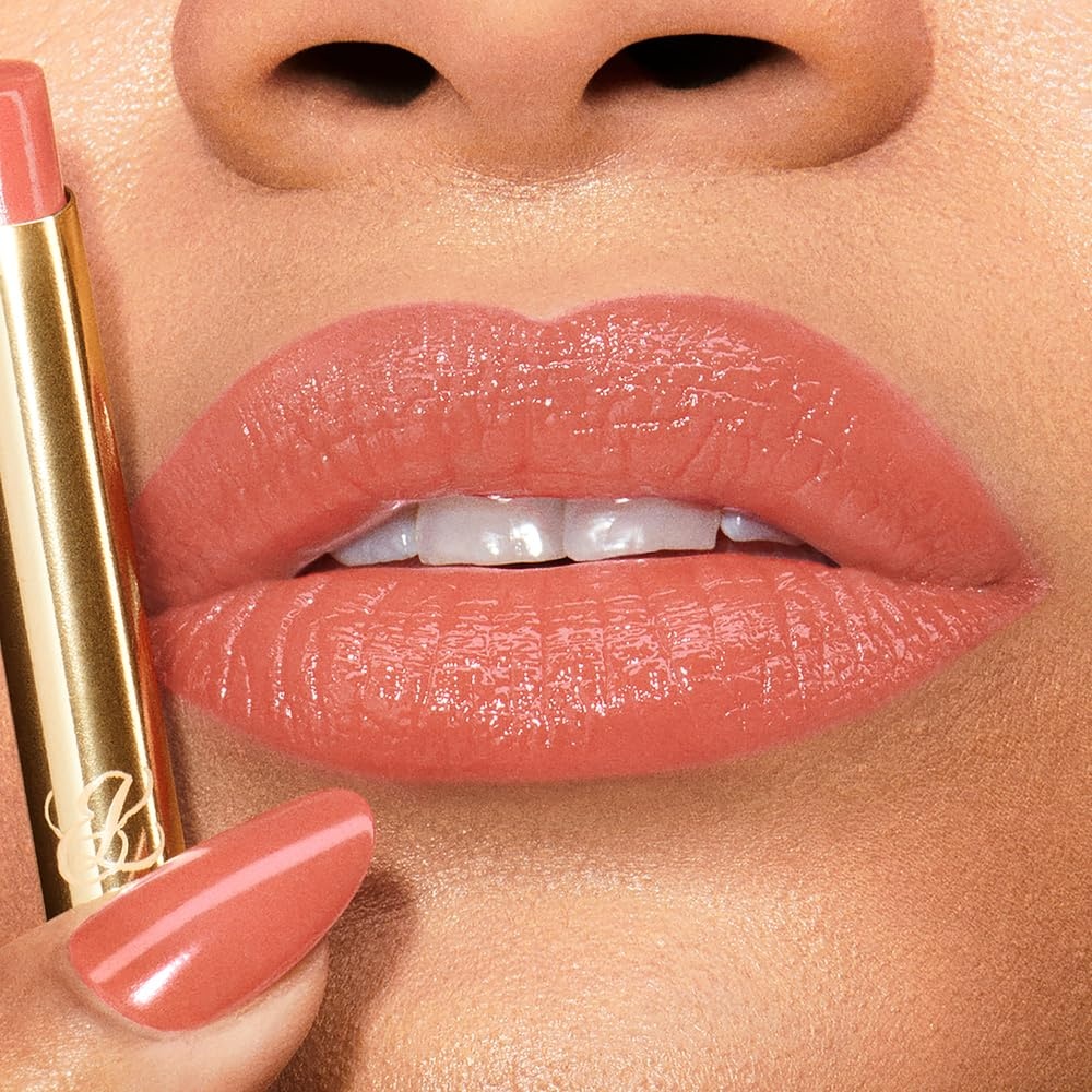 image:imageEste Lauder Pure Color Explicit LongLasting Slick Shine Slim Lipstick for Women Plumping amp Hydrating903 Wrong Number A soft peach with warm undertones