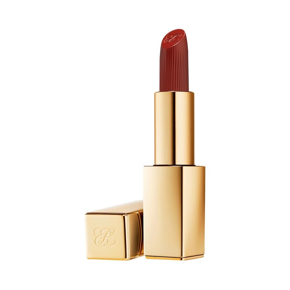 image:imageEste Lauder Pure Color LongLasting Matte Lipstick for Women with Matte Finish Plumping amp Nourishing 012 Ounce806 No Concessions A rich redbrown with a warm undertone